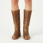 Women's knee-high panel boots with block heel