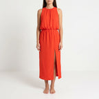 Avelia  - Sleeveless High-Neck Midi Dress Attending Summer Events