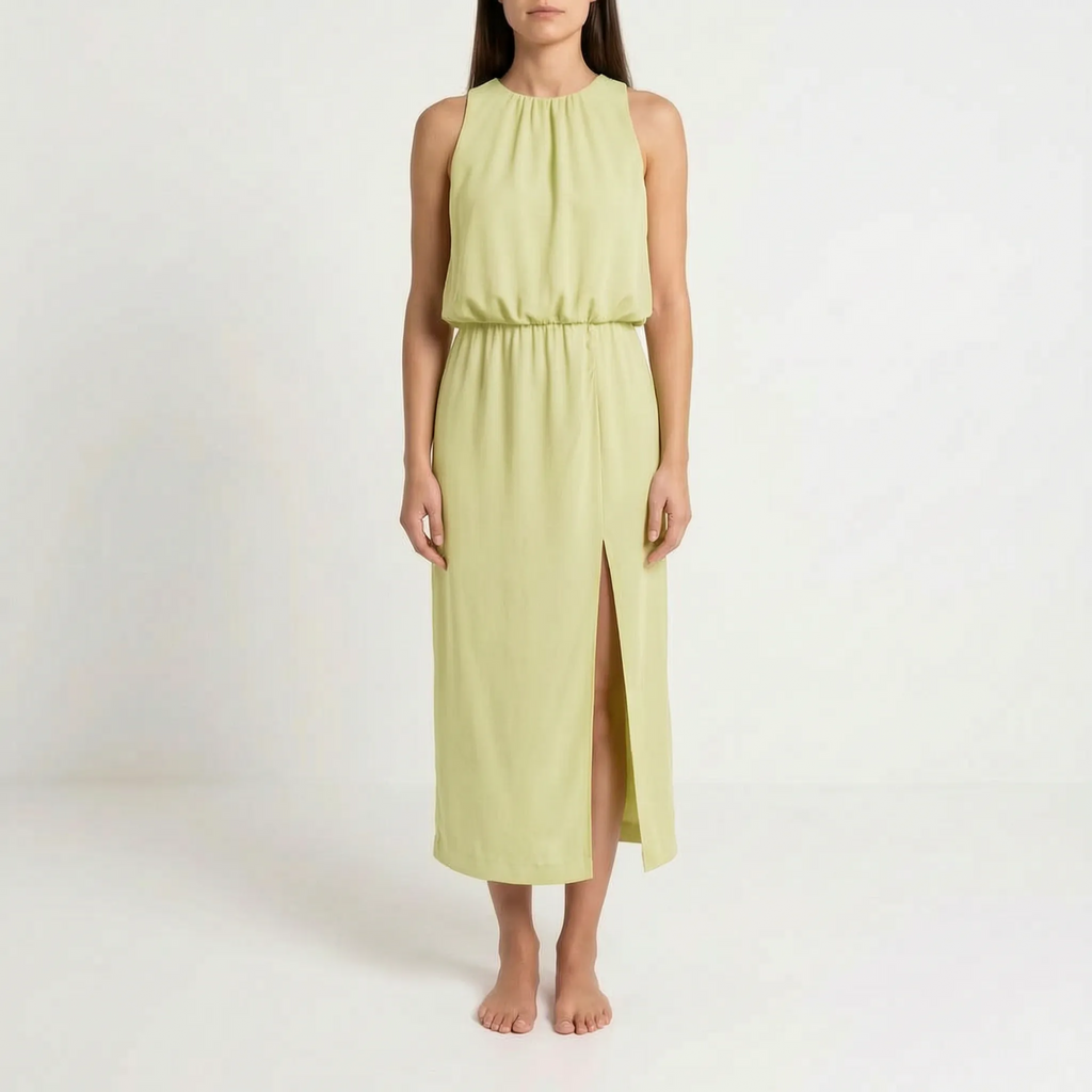 Avelia  - Sleeveless High-Neck Midi Dress Attending Summer Events