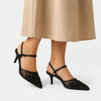 Aveline  - Embroidered Sheer Slingback Heels Wedding Guest Outfits