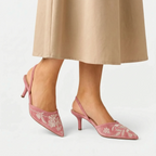 Aveline  - Embroidered Sheer Slingback Heels Wedding Guest Outfits