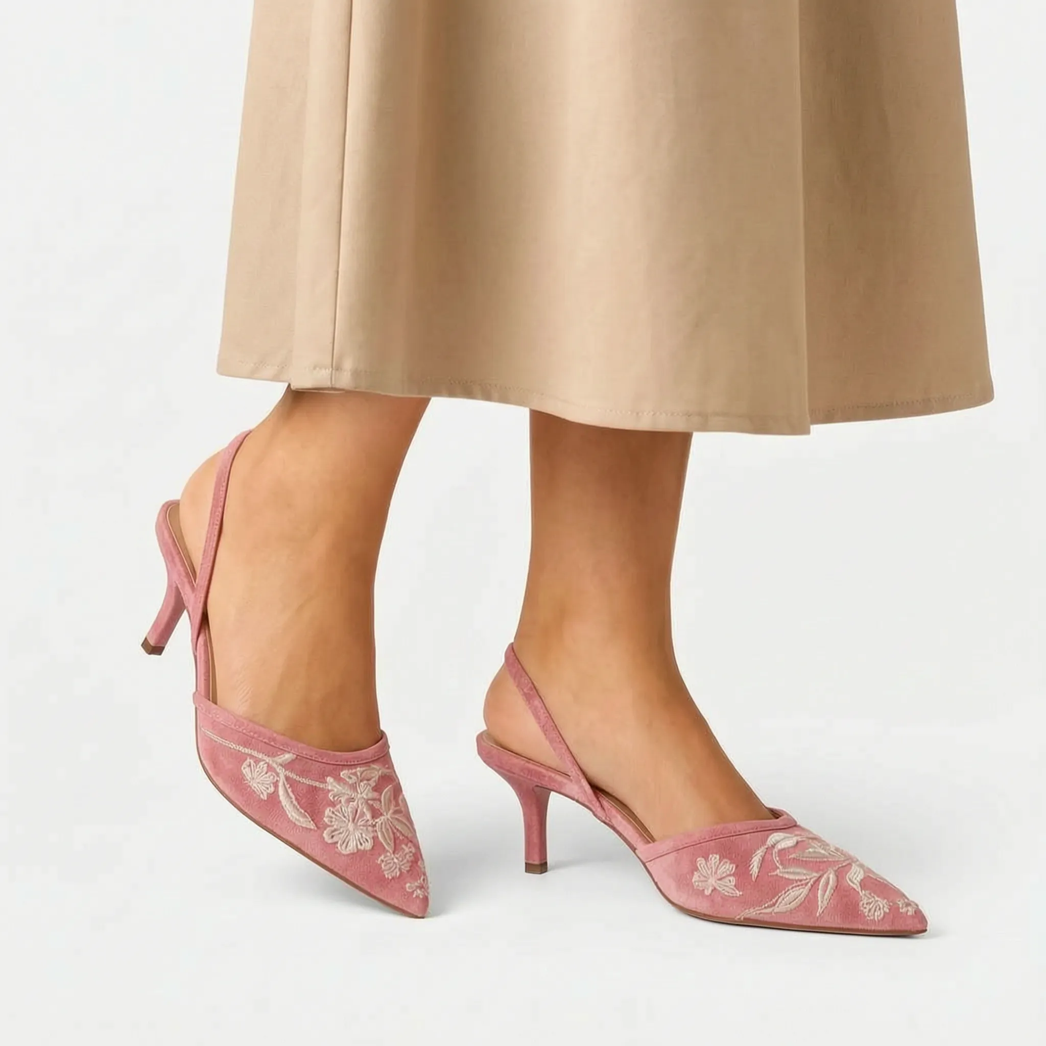 Aveline  - Embroidered Sheer Slingback Heels Wedding Guest Outfits
