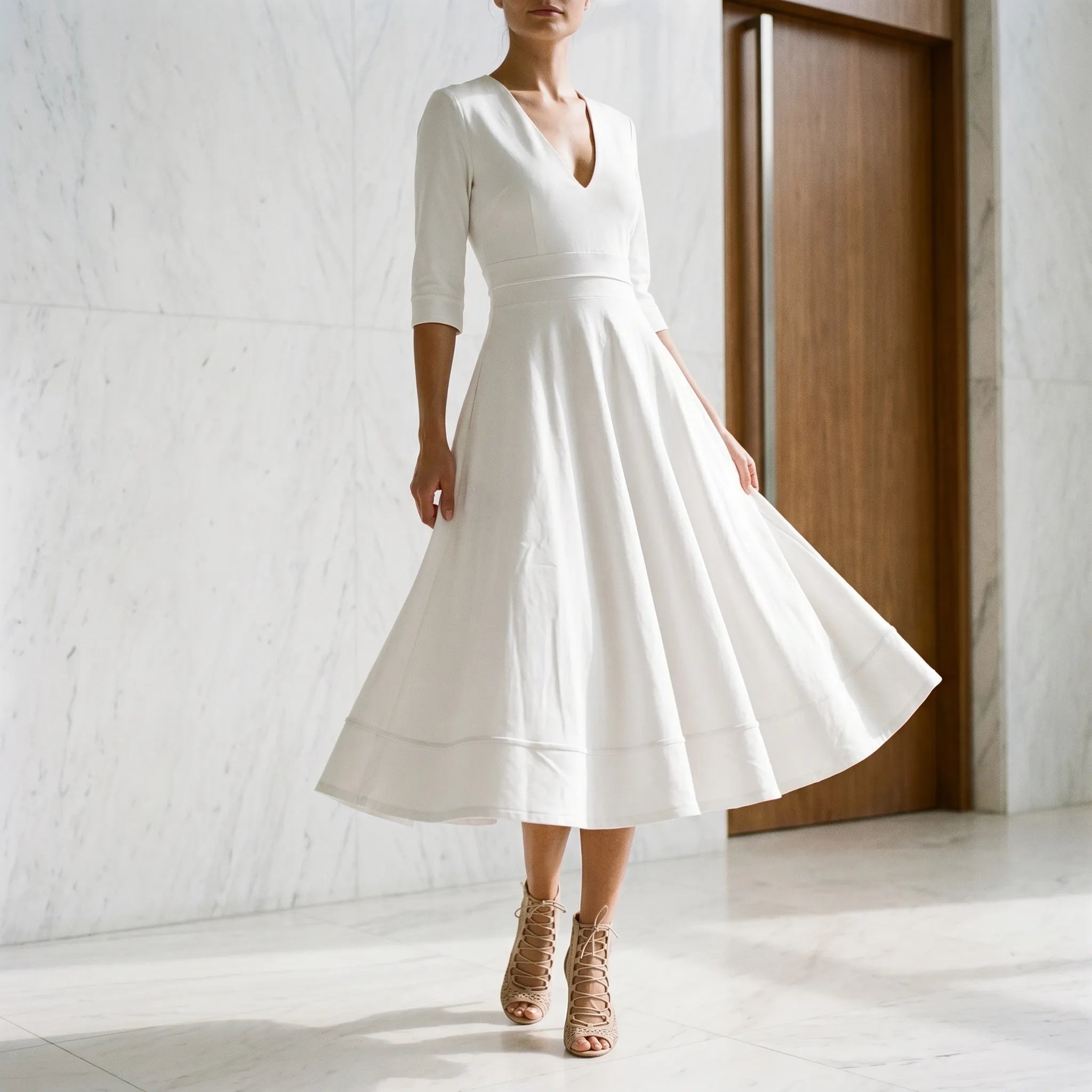 Avelora - V-Neck Midi Dress