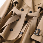Women's long double breasted belted trench coat