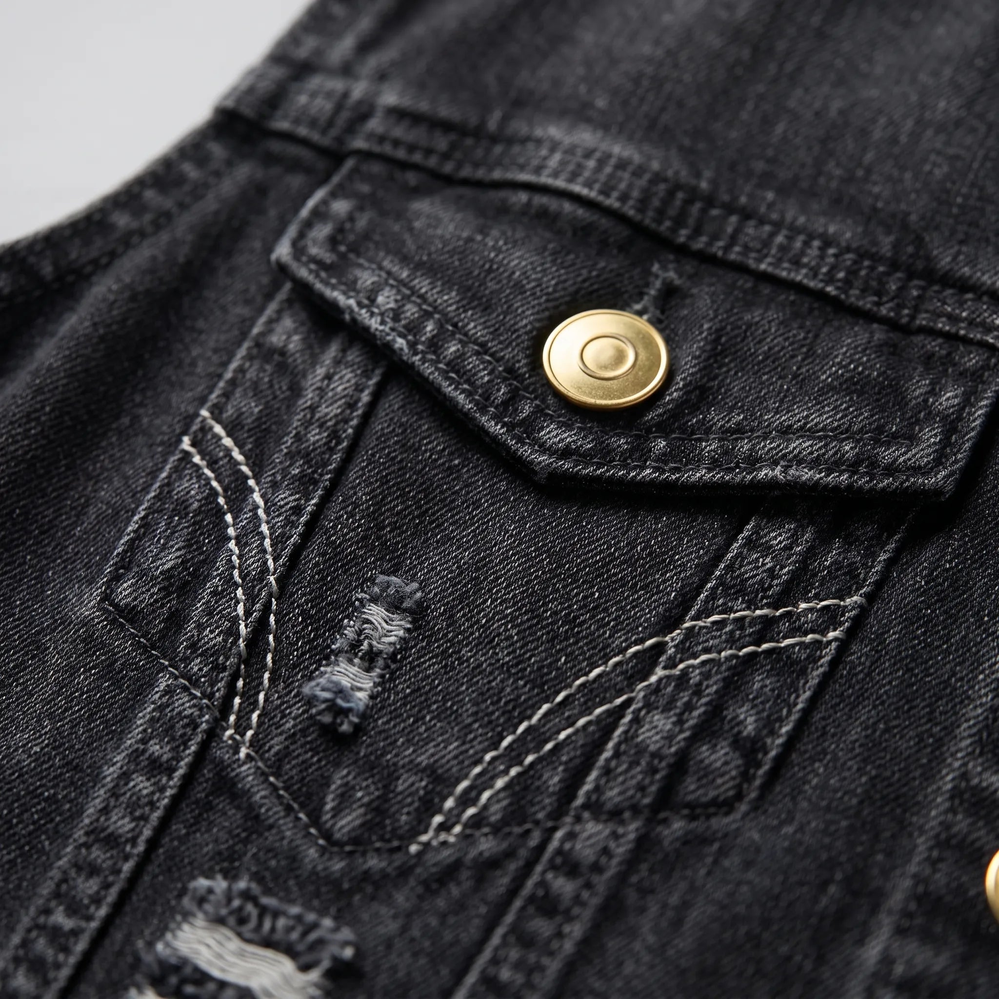 Axler  - Distressed Sleeveless Trucker Style Waistcoat Everyday Casual Layering