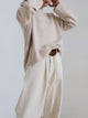 Women's oversized ribbed crew neck sweater with long sleeves