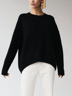 Women's oversized ribbed crew neck sweater with long sleeves