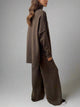 Women's knit turtleneck sweater and wide-leg trouser lounge set