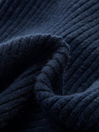 Women's cropped ribbed sweater with collar and metal buckle fastenings