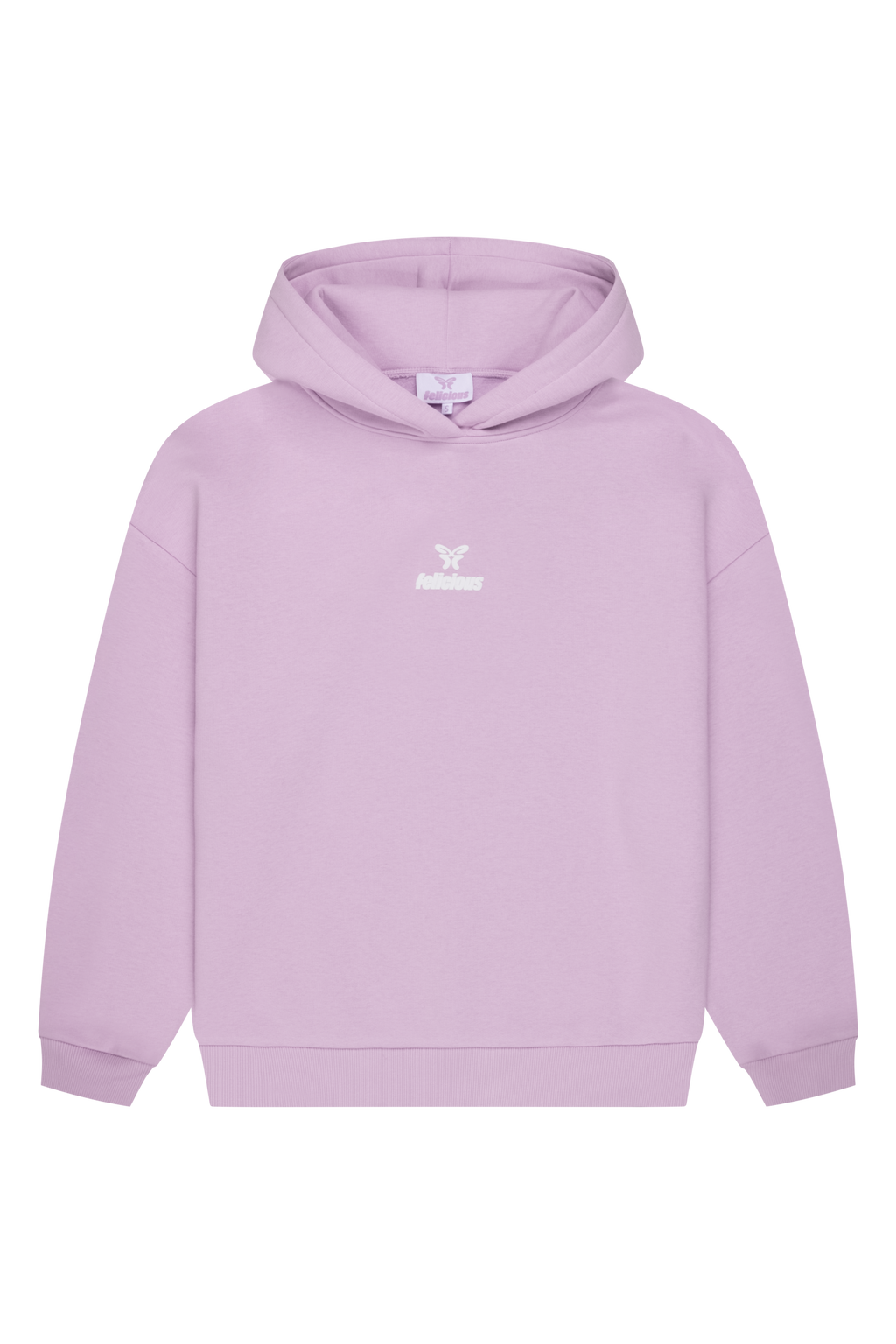 Women's lavender logo hoodie with hood and ribbed trims