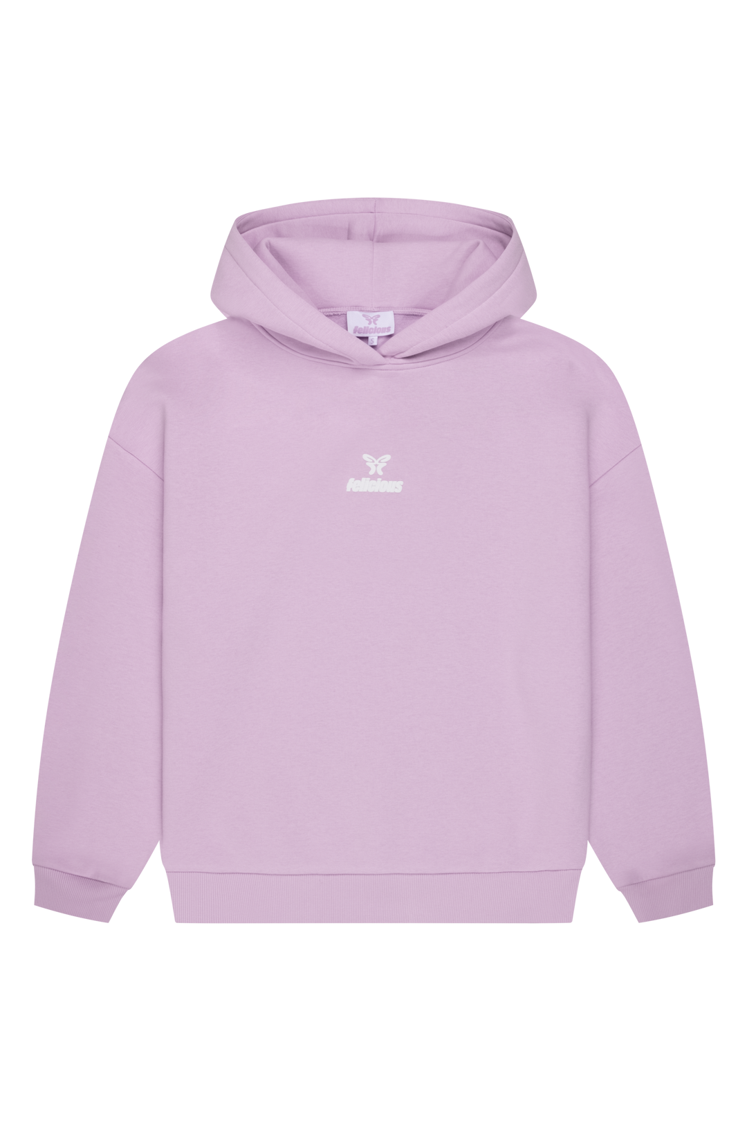 Women's lavender logo hoodie with hood and ribbed trims