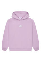 Women's lavender logo hoodie with hood and ribbed trims