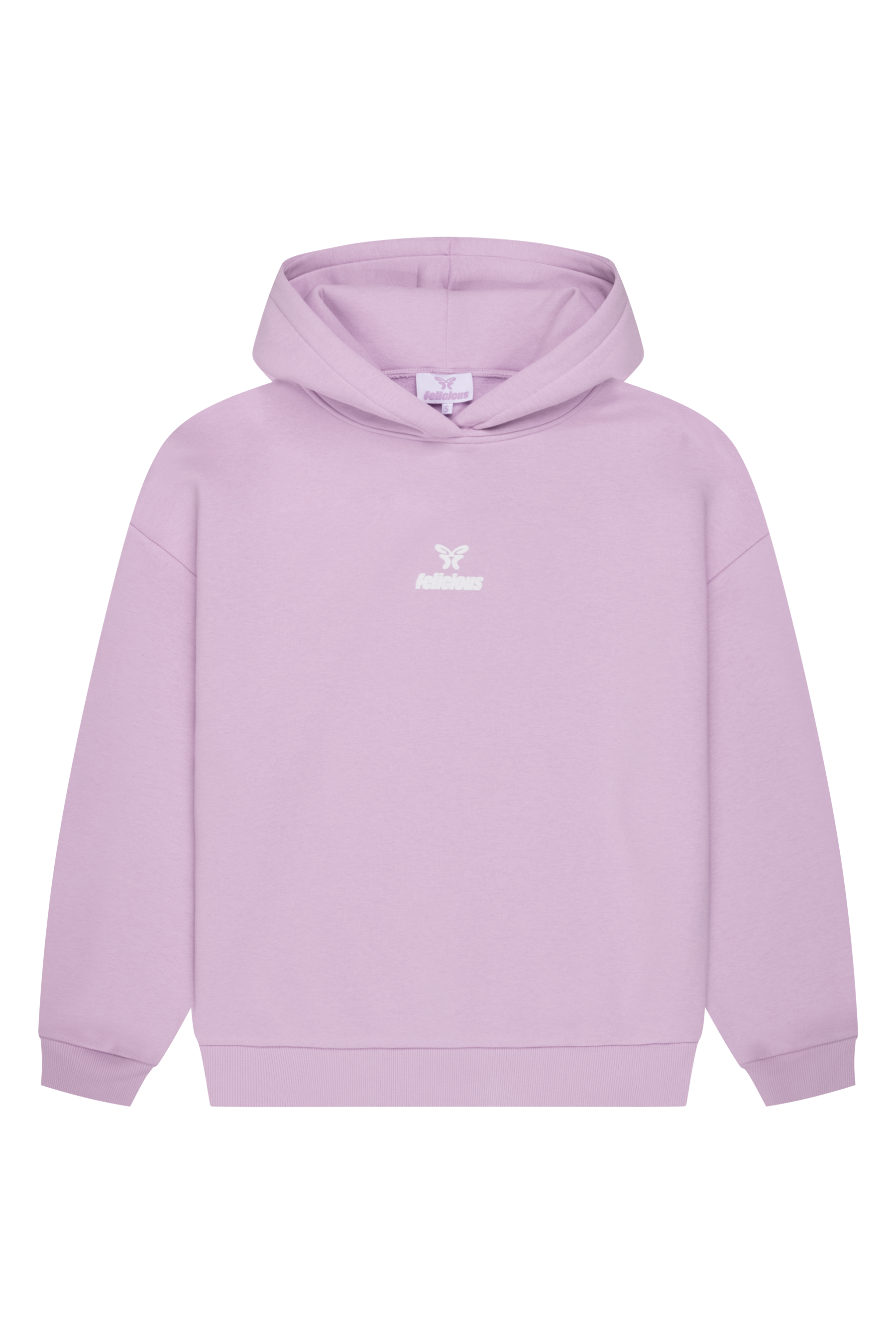 Women's lavender logo hoodie with hood and ribbed trims