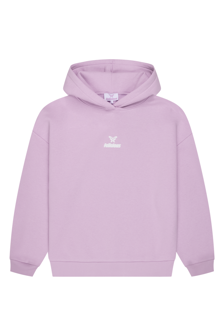 Women's lavender logo hoodie with hood and ribbed trims