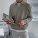 Men's ribbed half-zip sweater with pointed collar in grey and black options