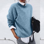 Men's plain crew neck jumper with long sleeves and ribbed trims