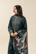 Women's multicolour printed three-piece suit with long tunic, trousers and scarf