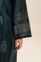Women's multicolour printed three-piece suit with long tunic, trousers and scarf