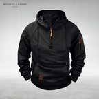 Men's half-zip hooded sweatshirt with long sleeves, drawstrings and front pouch pocket