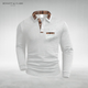 Men's textured polo sweater with checked collar, button placket and chest pocket