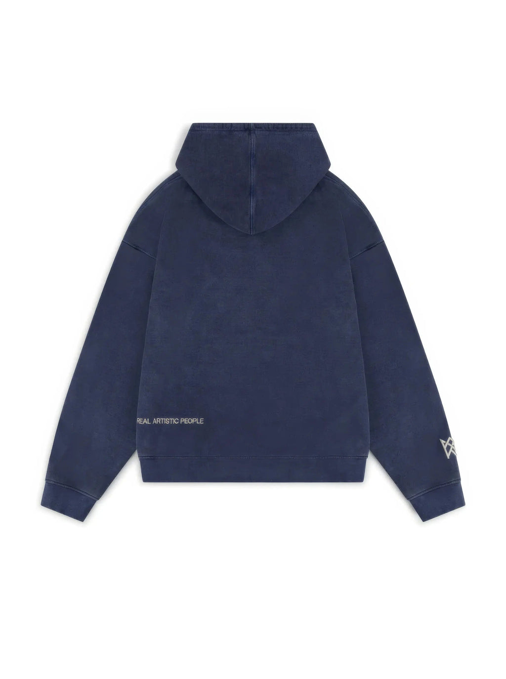Women's blue graphic hoodie with text design and kangaroo pocket