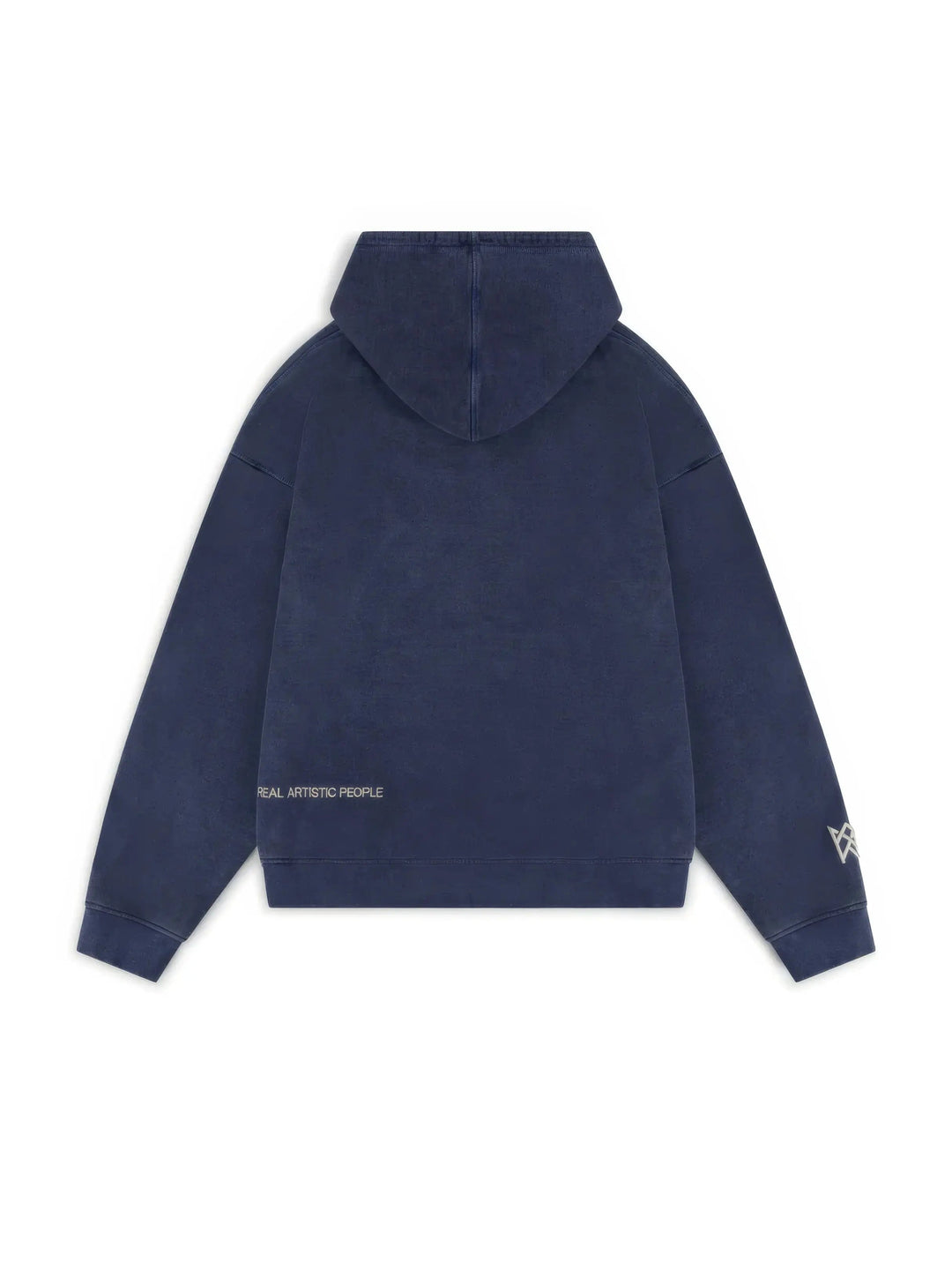 Women's blue graphic hoodie with text design and kangaroo pocket