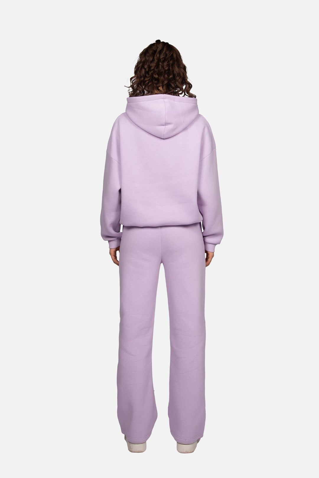Women's lavender logo hoodie with hood and ribbed trims