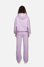Women's lavender logo hoodie with hood and ribbed trims
