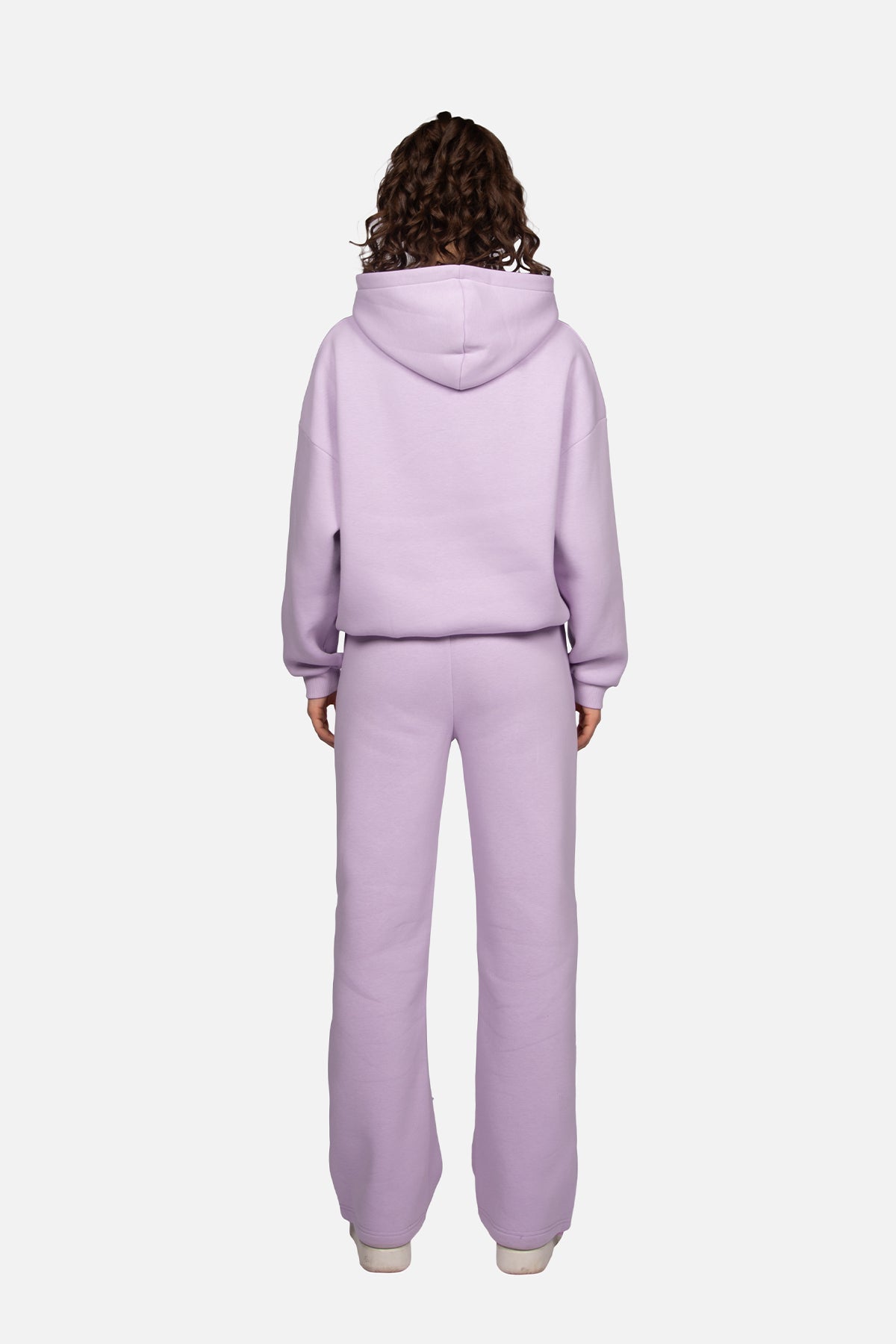 Women's lavender logo hoodie with hood and ribbed trims