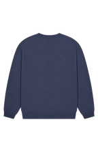 Women's navy crew neck sweatshirt with chest logo