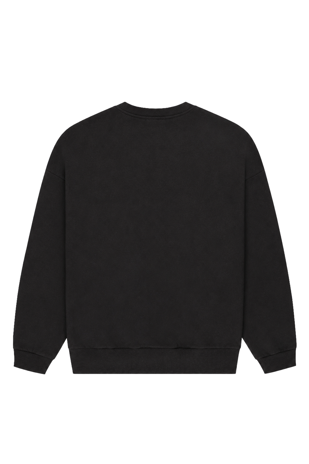 Women's black crewneck sweatshirt with pink chest logo