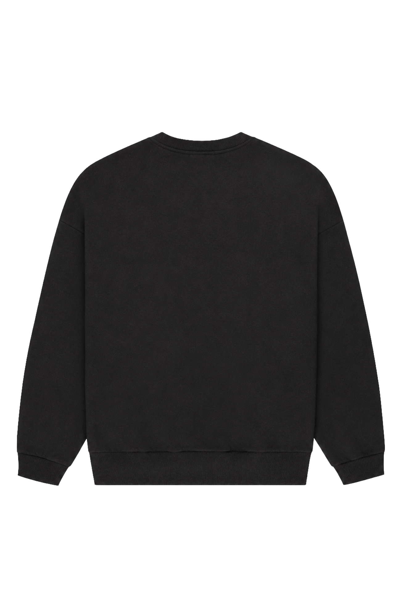 Women's black crewneck sweatshirt with pink chest logo