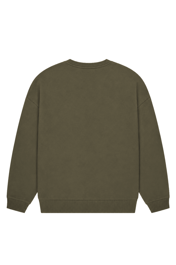 Women's green logo crewneck sweatshirt with long sleeves