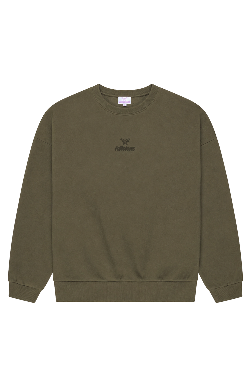 Women's green logo crewneck sweatshirt with long sleeves