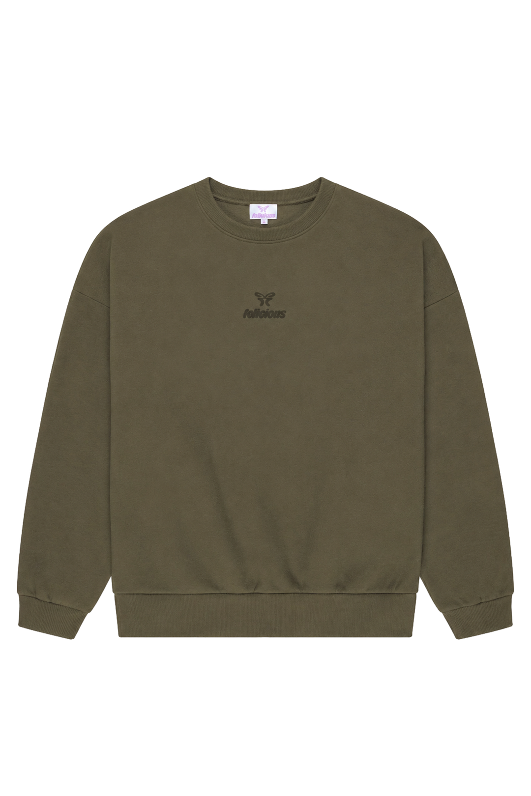 Women's green logo crewneck sweatshirt with long sleeves