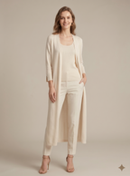 Women's longline open front cardigan with long sleeves