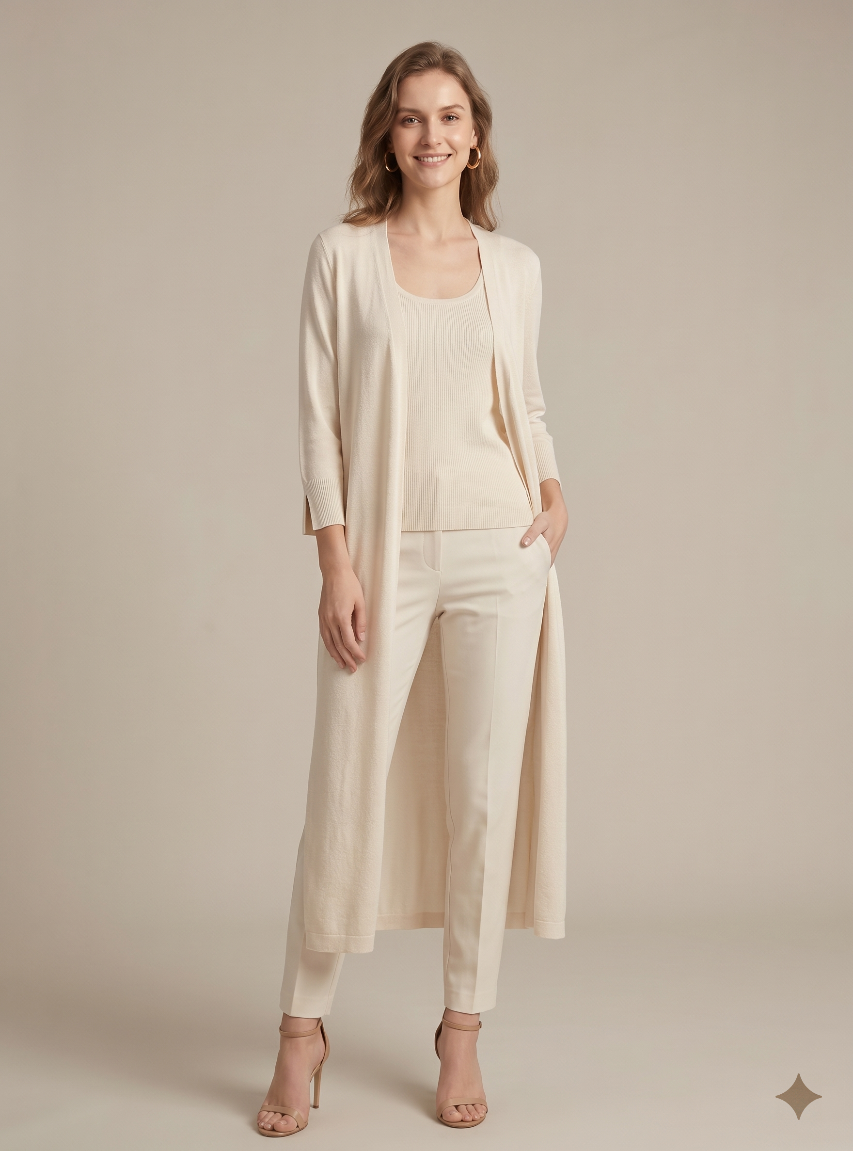Women's longline open front cardigan with long sleeves