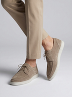 Men's lace-up moc toe loafers with low heels