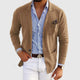 Men's long-sleeve knit blazer with notch lapels, button front and patch pockets