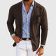 Men's long-sleeve knit blazer with notch lapels, button front and patch pockets