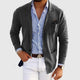 Men's long-sleeve knit blazer with notch lapels, button front and patch pockets