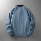 Corduroy zip jacket with contrasting collar and front pockets