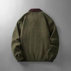 Corduroy zip jacket with contrasting collar and front pockets