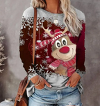 Women's Christmas jumper with reindeer and snowflake graphic