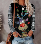 Women's Christmas jumper with reindeer and snowflake graphic
