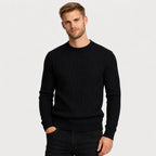 Men's cable knit crew neck jumper with long sleeves