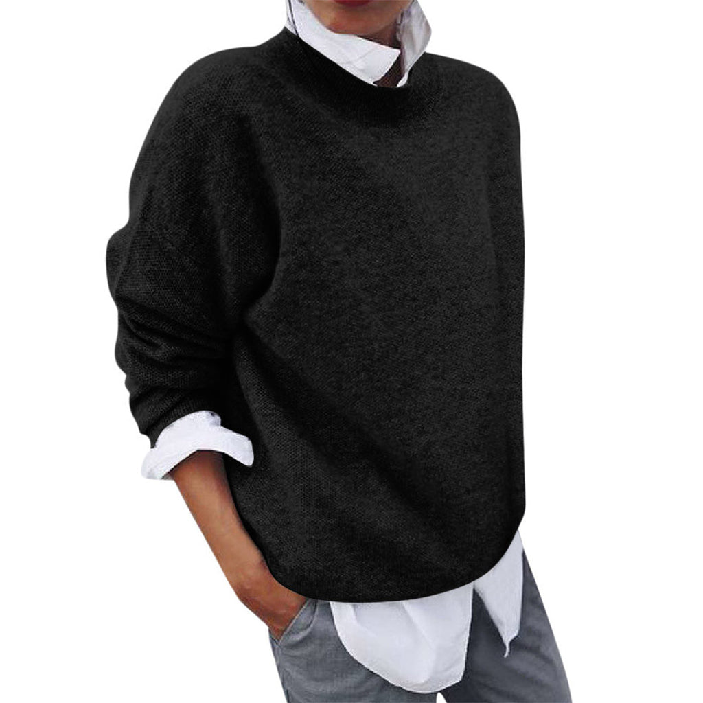 Men's plain crew neck jumper with long sleeves and ribbed trims