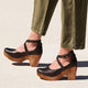 Women's platform wedge sandals with ankle buckle
