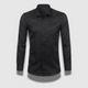 Men's long sleeve formal shirt with point collar, button front and curved hem