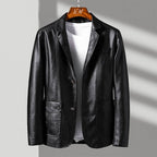 Men's single-breasted jacket with notched lapels and flap pockets